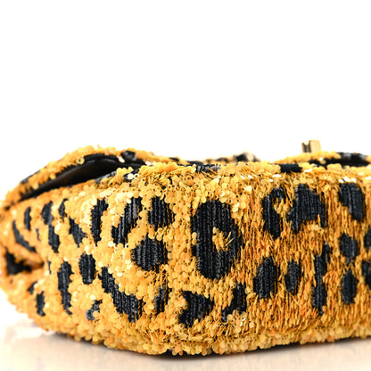Chanel Sequin Mixed Fibers Leopard Print Mini Rectangular Flap Black Orange 15 of 21