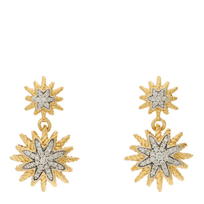David Yurman 18K Yellow Gold Diamond Starburst Drop Earrings 1 of 4