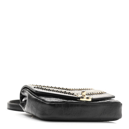 Chanel Crumpled Calfskin Chevron Chain Mini Square Flap Black 4 of 10