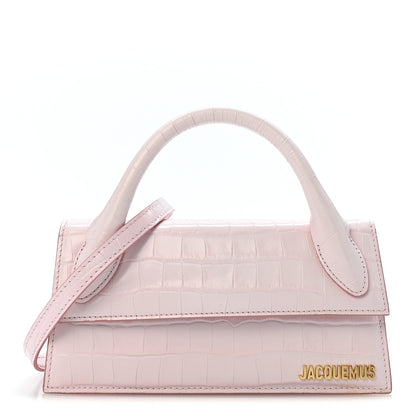 Jacquemus Calfskin Crocodile Embossed Le Chiquito Long Pale Pink 1 of 11