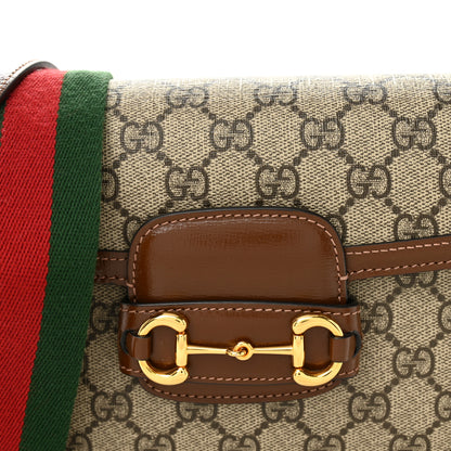 Gucci GG Supreme Monogram Web Mini Horsebit 1955 Shoulder Bag Beige Brown Sugar 8 of 10