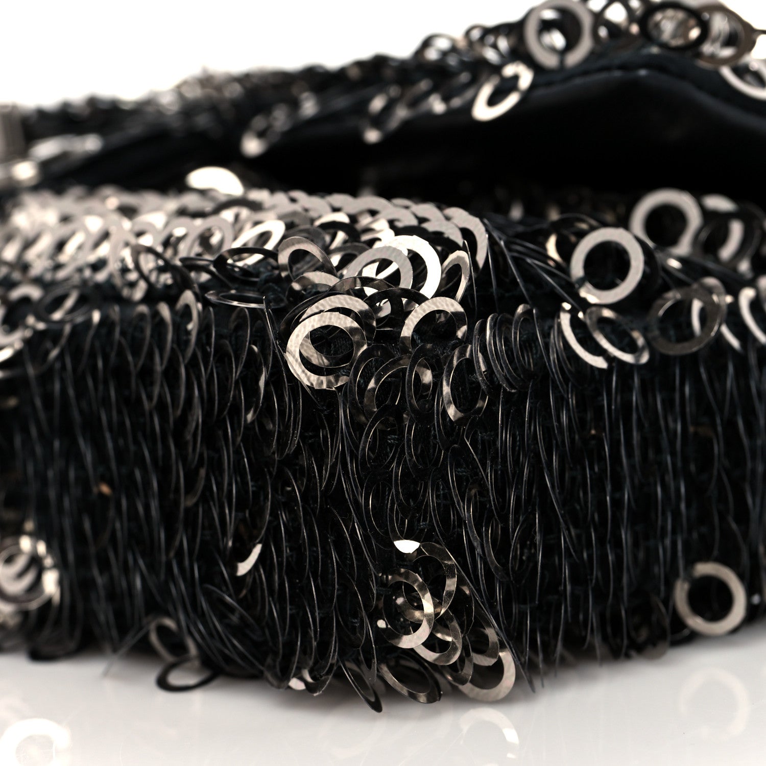 Chanel Sequin East West Flap Black Silver 10 of 10