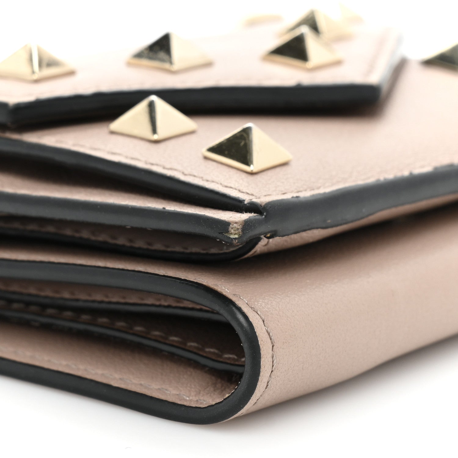 Valentino Garavani Calfskin Small Tri-Fold Rockstud Wallet Poudre 9 of 12