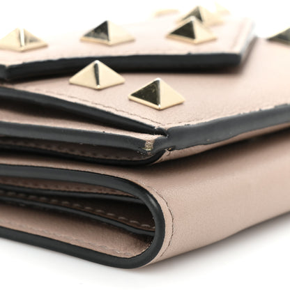 Valentino Garavani Calfskin Small Tri-Fold Rockstud Wallet Poudre 9 of 12