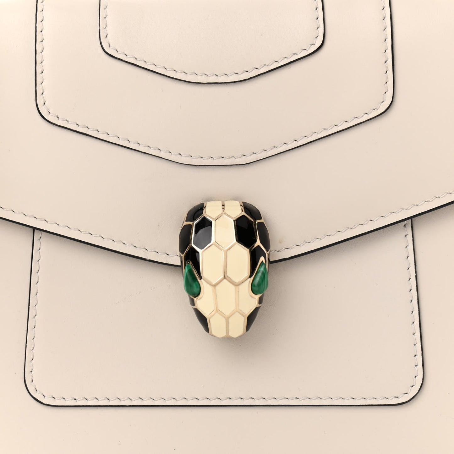 Calfskin Serpenti Forever Top Handle White