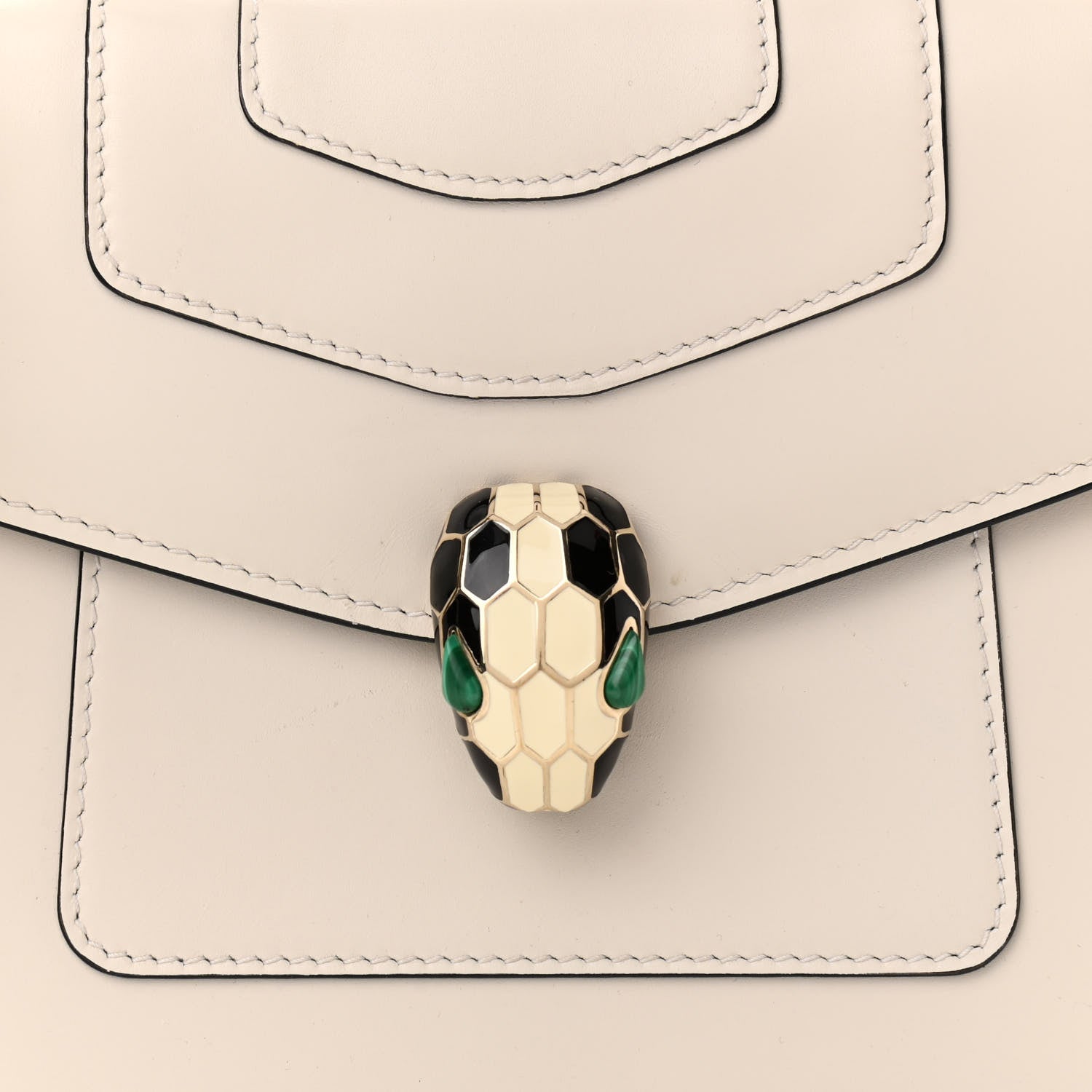 Bulgari Calfskin Serpenti Forever Top Handle White 8 of 11
