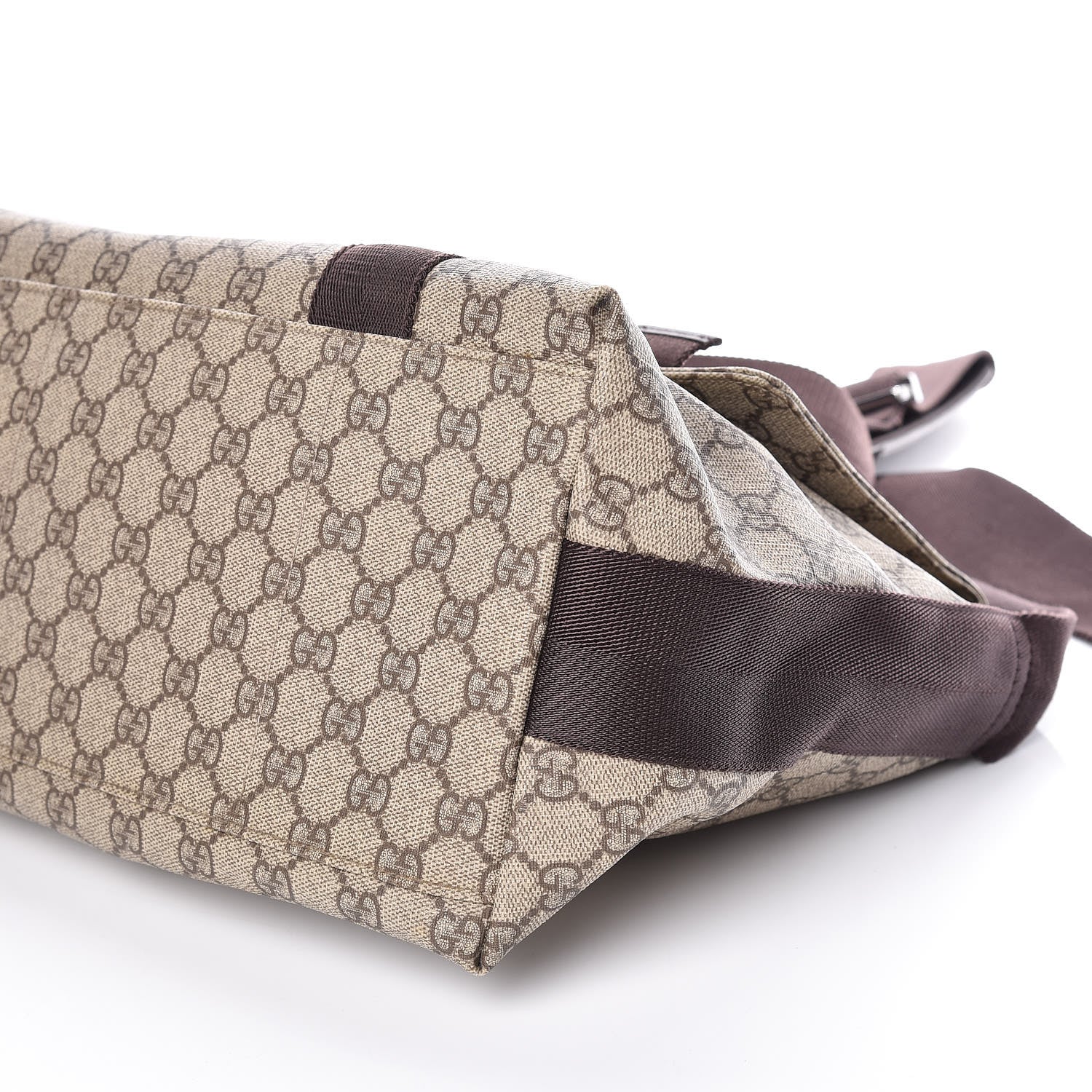 Gucci GG Plus Monogram Double Buckle Flap Messenger Bag Beige Ebony 9 of 9