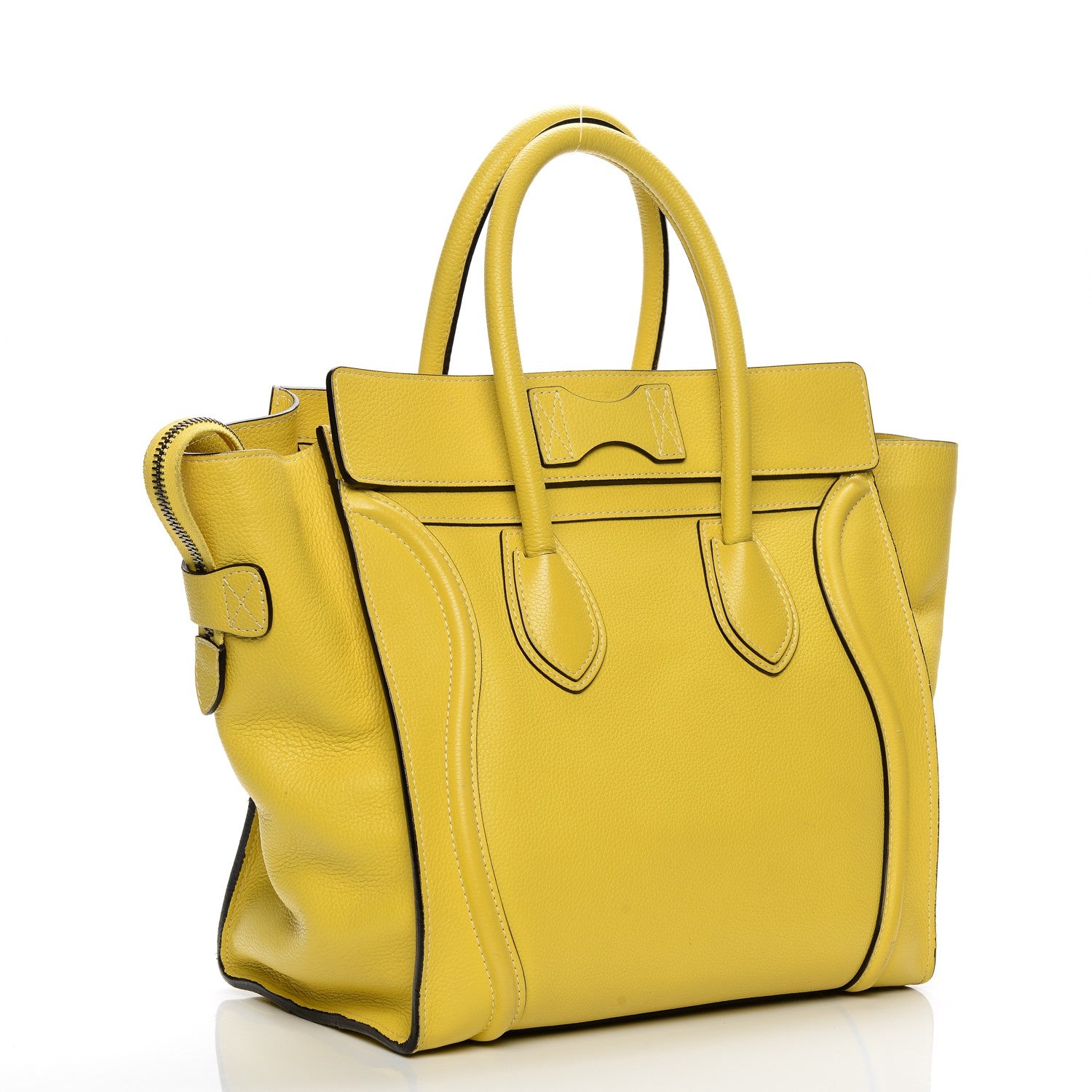Celine Drummed Calfskin Mini Luggage Citron 3 of 12