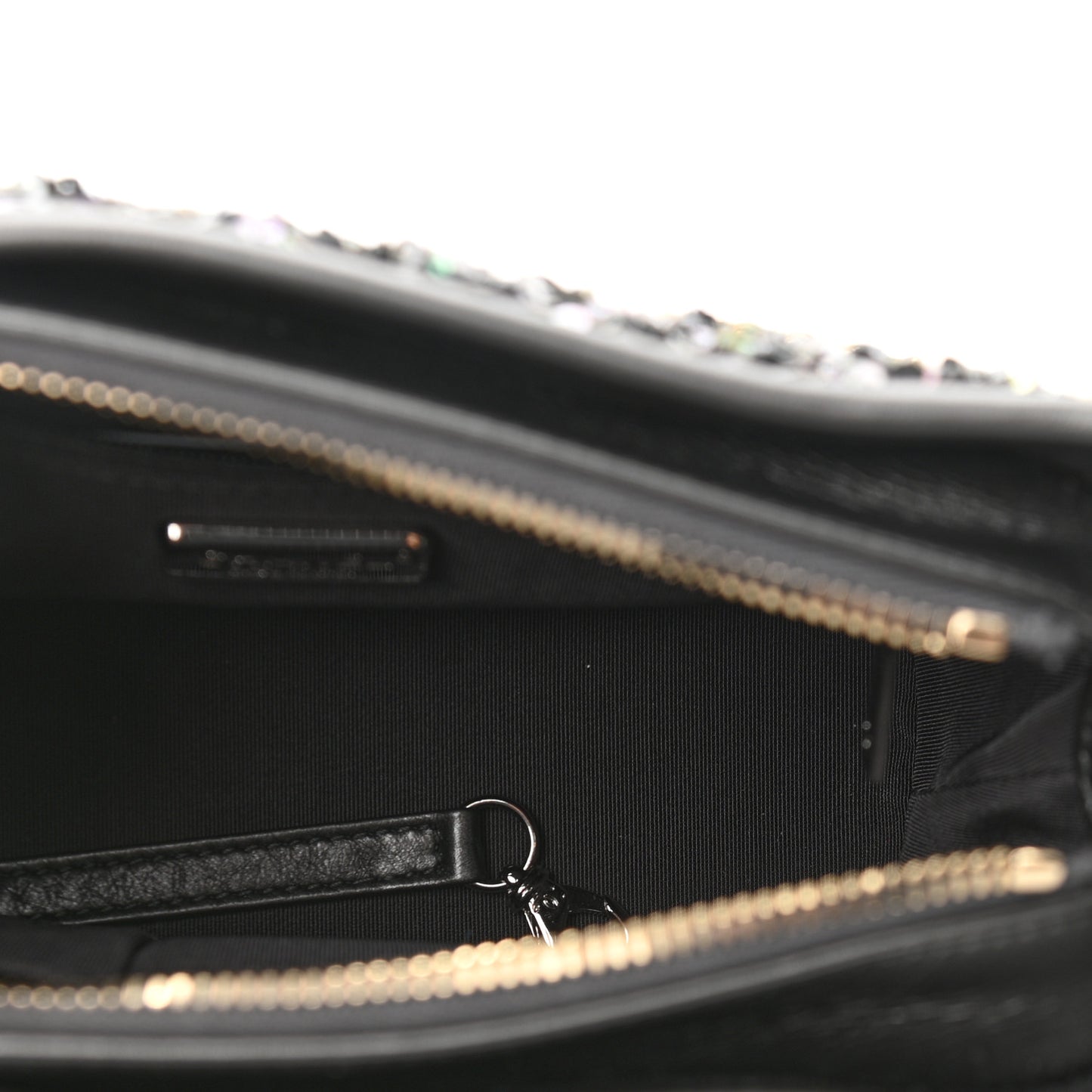 Sequin Calfskin Small Gabrielle Hobo Black