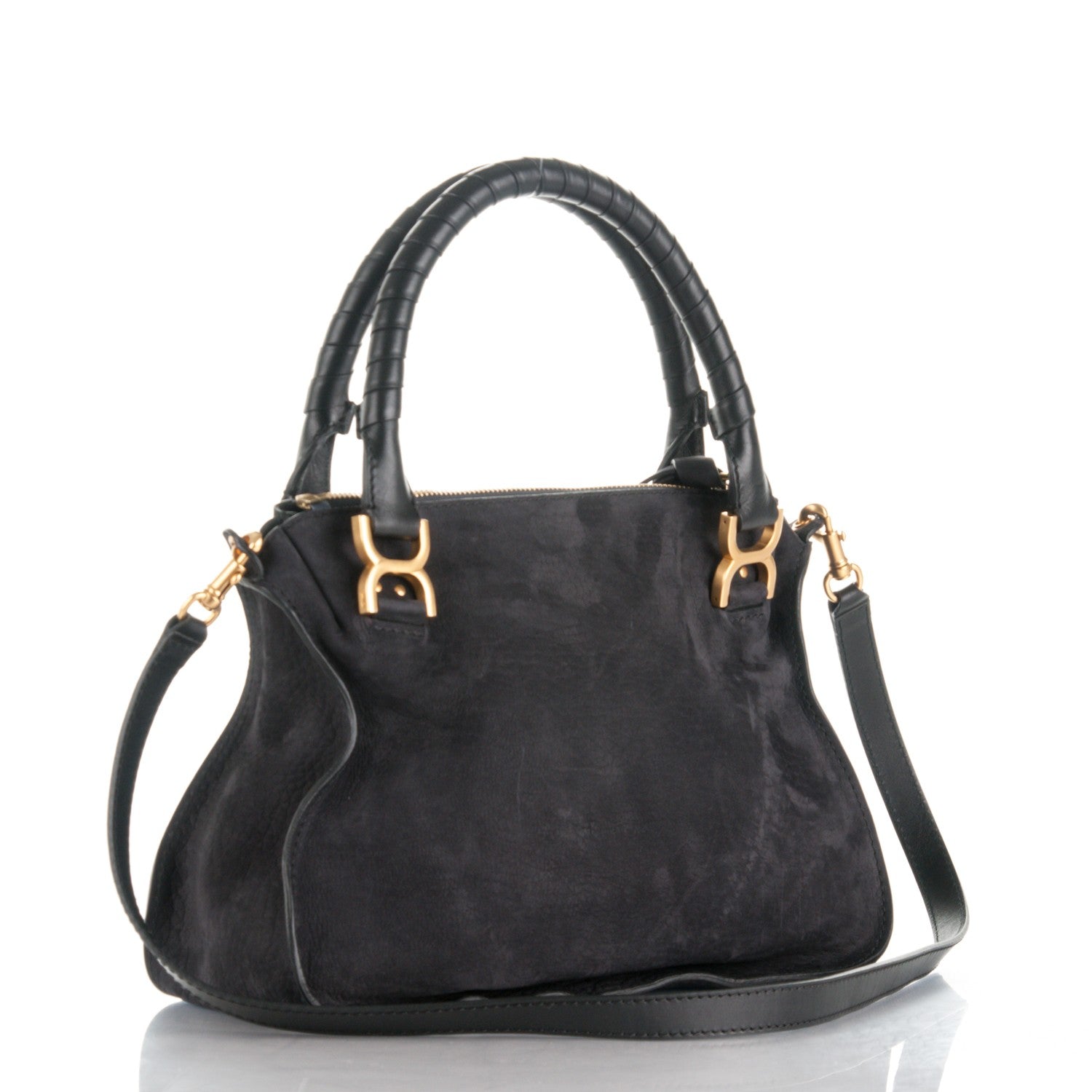 Chloe Nubuck Calfskin Medium Marcie Satchel Black 4 of 8
