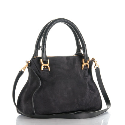 Chloe Nubuck Calfskin Medium Marcie Satchel Black 4 of 8