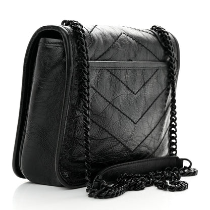 Saint Laurent Crinkled Calfskin Matelasse Monogram Niki Chain Wallet Black 3 of 10