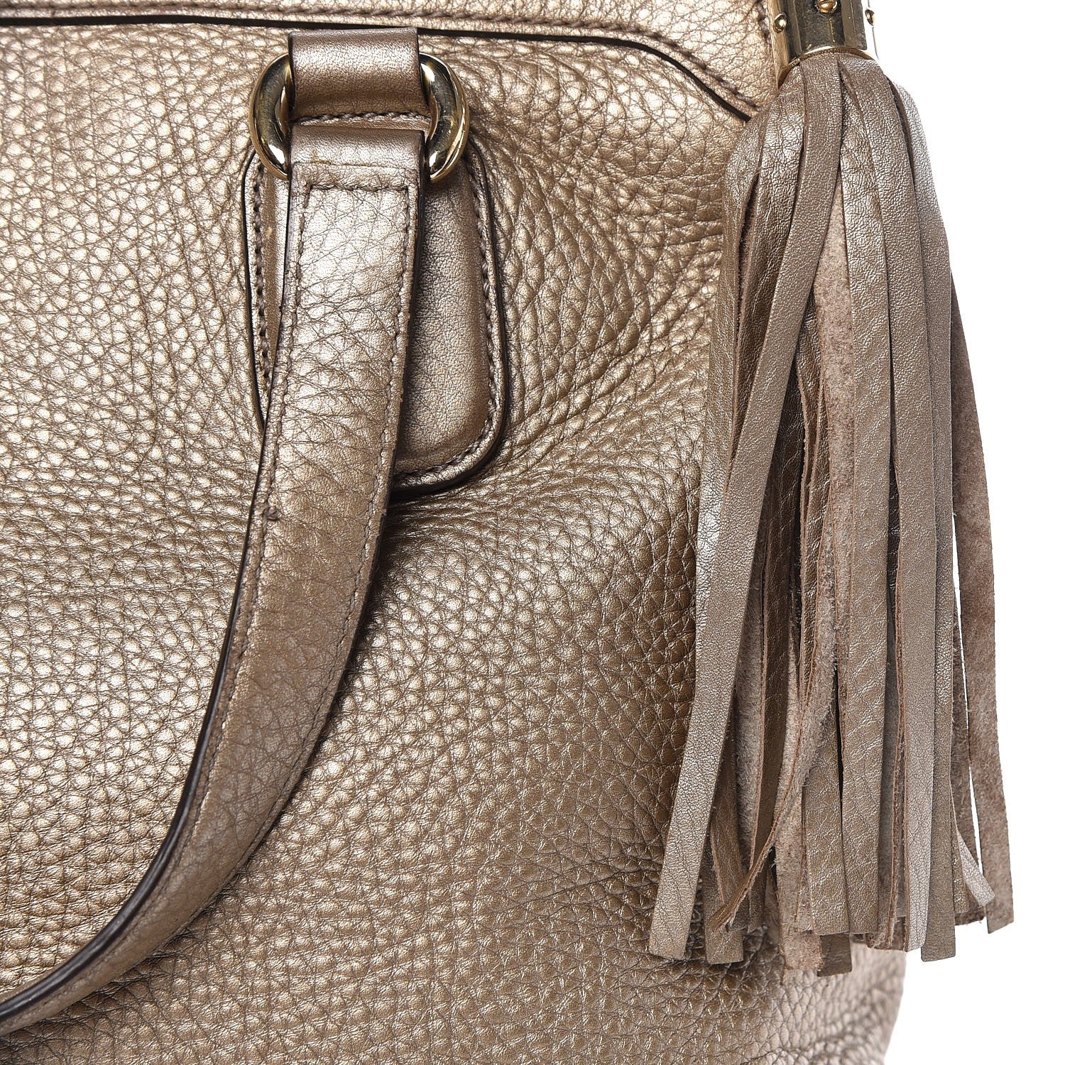 Gucci Metallic Cellarius Calfskin Small Soho Top Handle Satchel Golden Beige 11 of 18