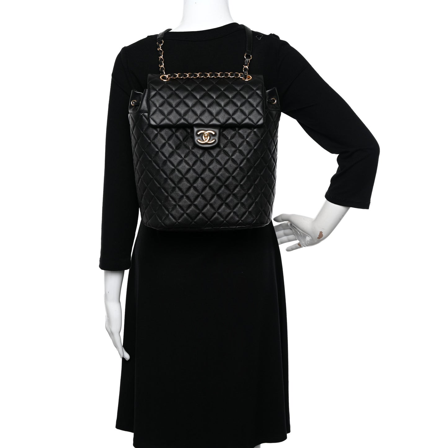 Lambskin Quilted Large Urban Spirit Backpack Black