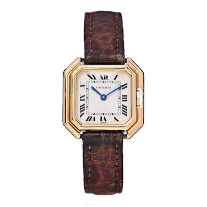 Cartier 18K Yellow Gold Alligator 20mm Ceinture Octagonal Quartz Watch Brown 1 of 12