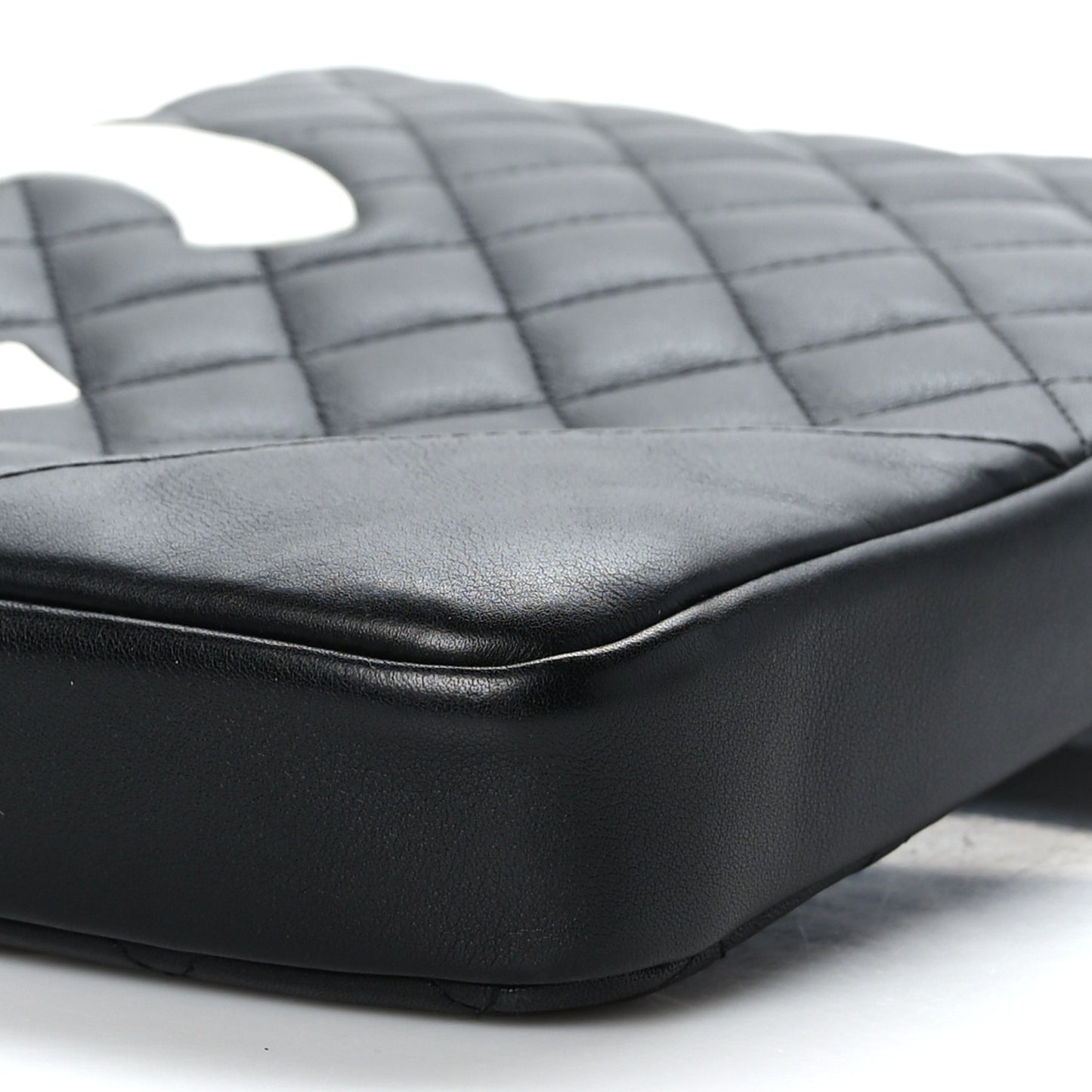 Calfskin Quilted Medium Cambon Messenger Black White