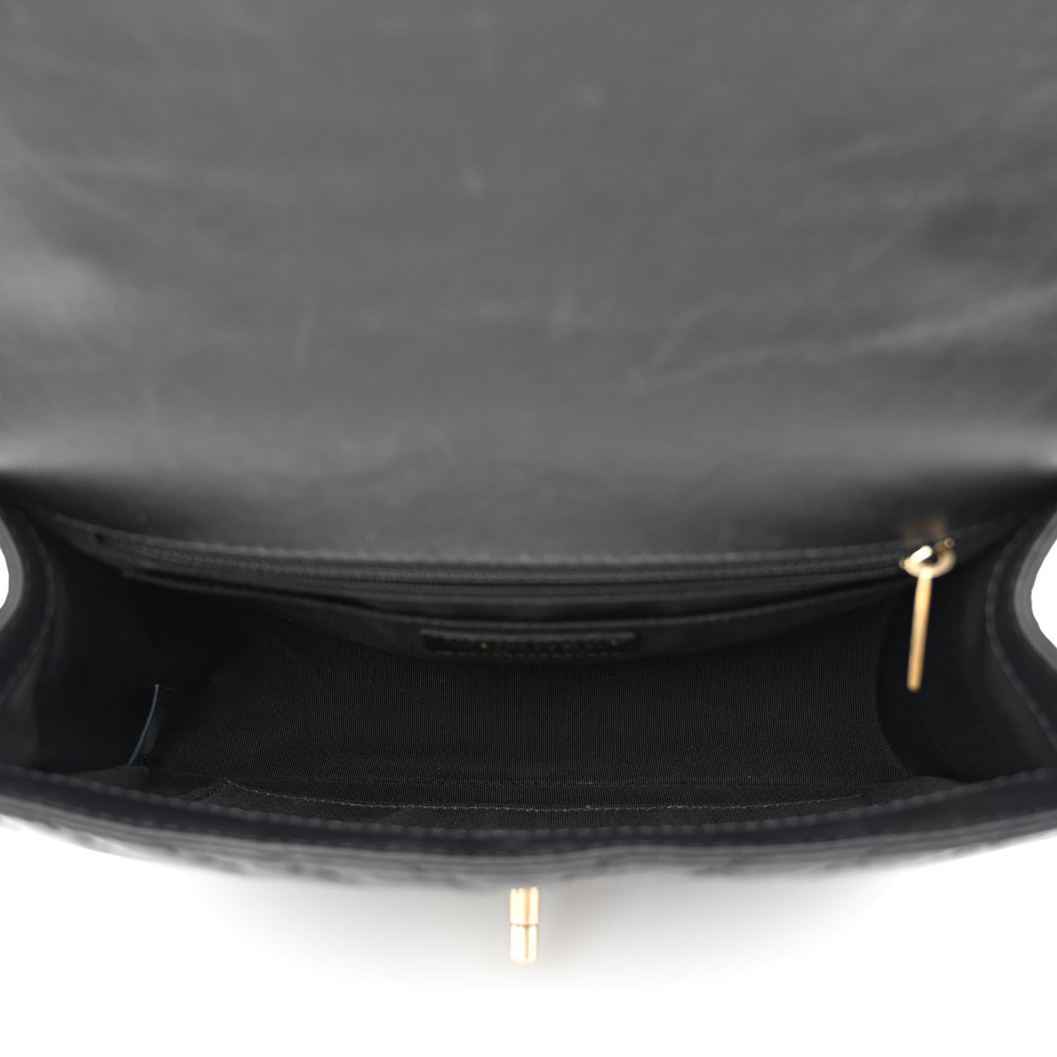 Chanel Calfskin Chevron Quilted Top Handle Flap Black 5 of 10