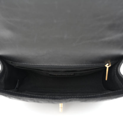 Chanel Calfskin Chevron Quilted Top Handle Flap Black 5 of 10