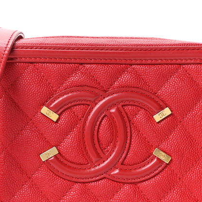 Chanel Caviar Quilted Filigree Vanity Clutch With Chain Red 8 of 10