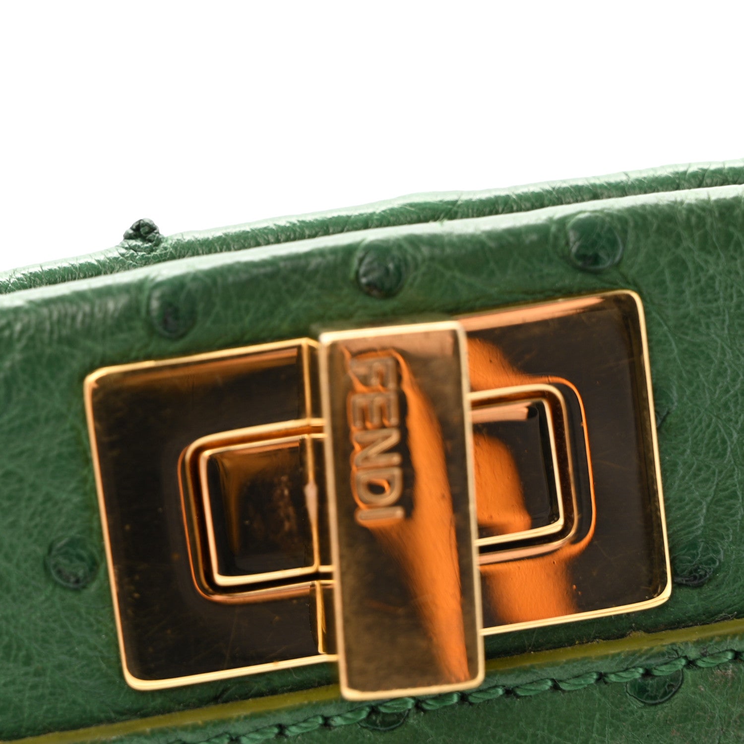 Fendi Ostrich Shiny Nappa Mini Peekaboo I SEE U Satchel Green 13 of 16