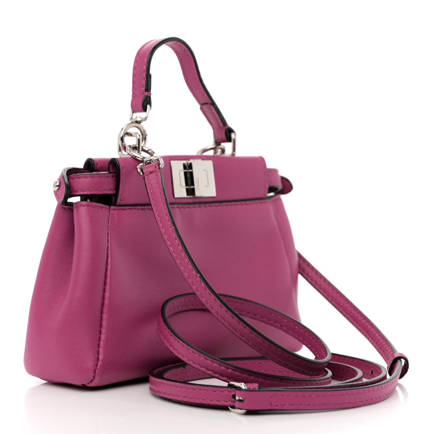Fendi Nappa Nano Peekaboo Satchel Magenta 3 of 12