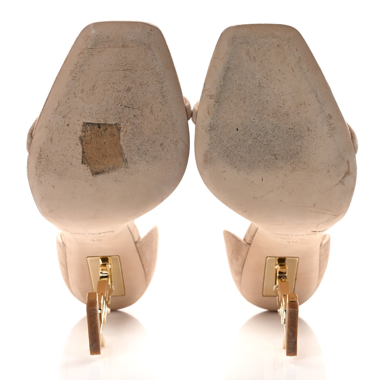 Saint Laurent Suede Calfskin Opyum 110 Sandals 40 Cachemere Pale Gold 5 of 10