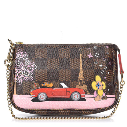 Louis Vuitton Damier Ebene 2019 Christmas Animation Mini Pochette Accessories Red 1 of 10