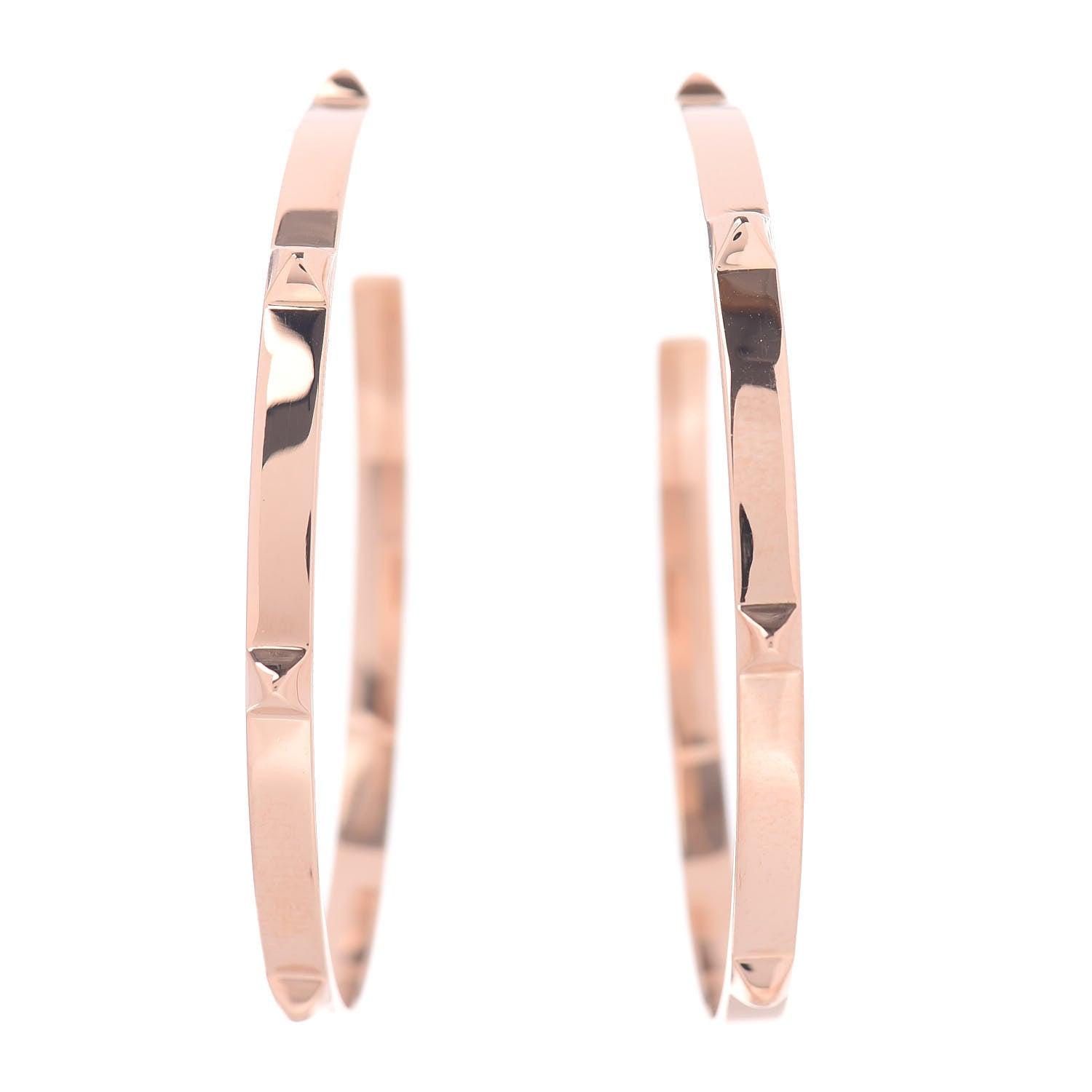 Hermes 18K Rose Gold Mini Clous Hoop Earrings 1 of 5