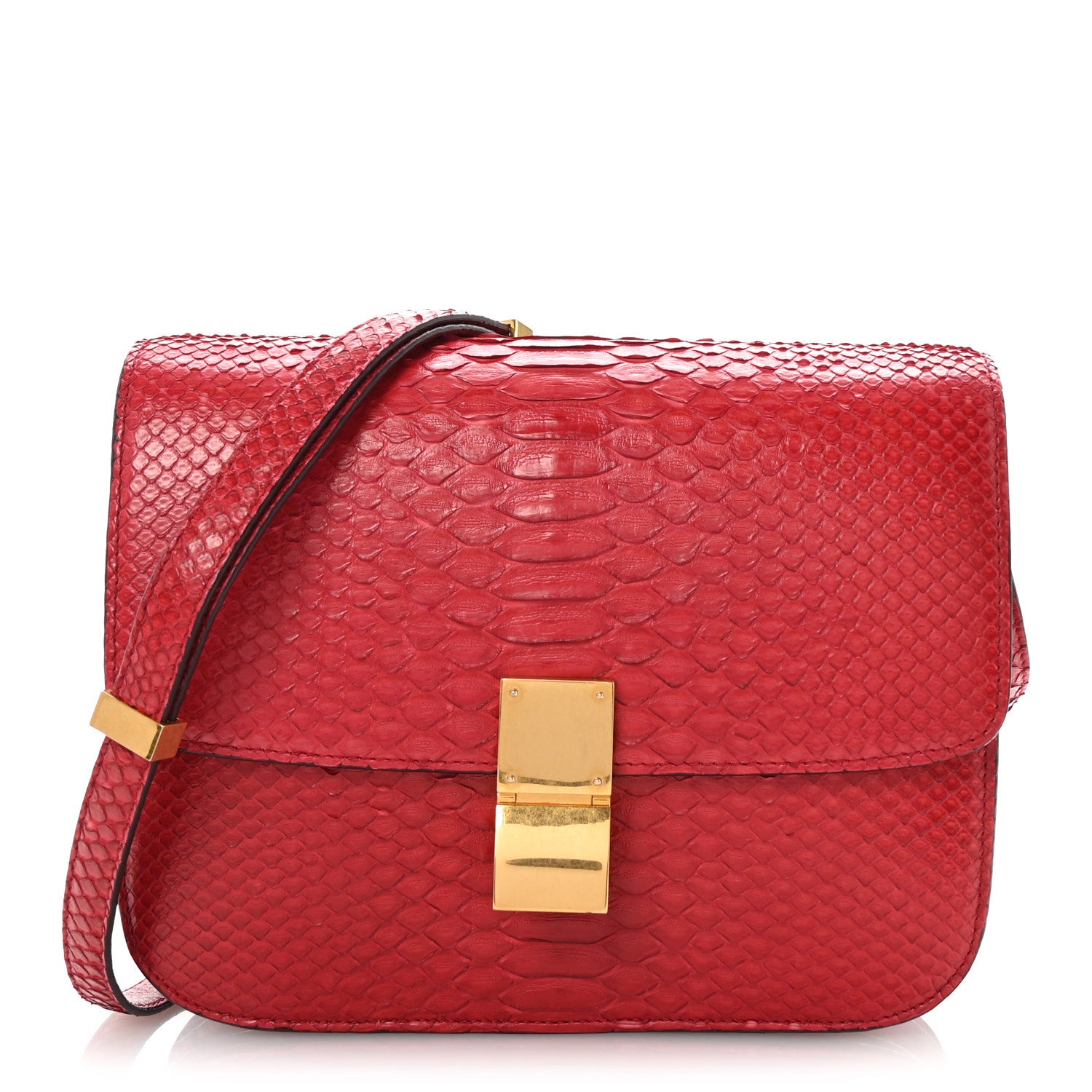 Celine Snakeskin Medium Classic Box Flap Red 1 of 9