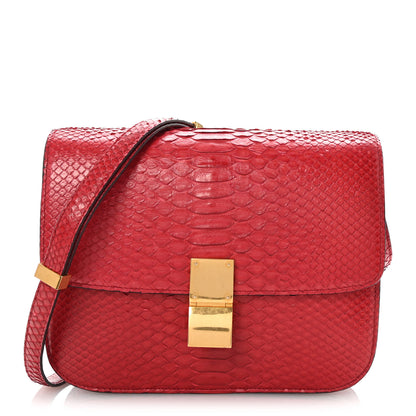 Celine Snakeskin Medium Classic Box Flap Red 1 of 9