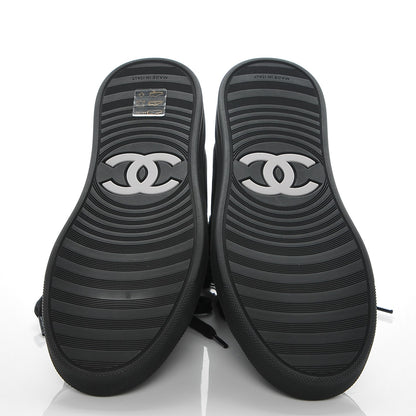Chanel Lambskin Tweed Zipped Sneakers 37 Black Blue 5 of 8