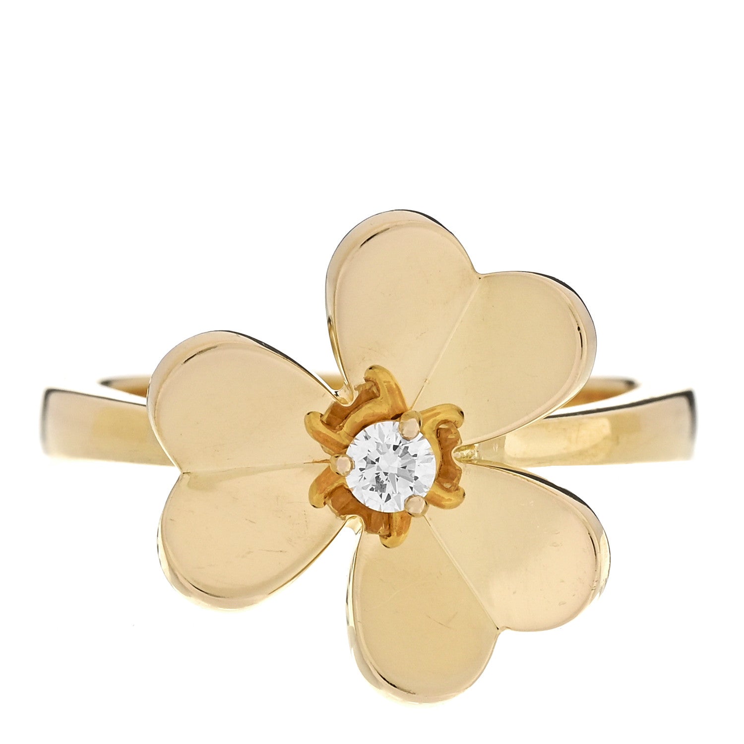 Van Cleef & Arpels 18K Yellow Gold Diamond Small Frivole Ring 55 7.25 1 of 5