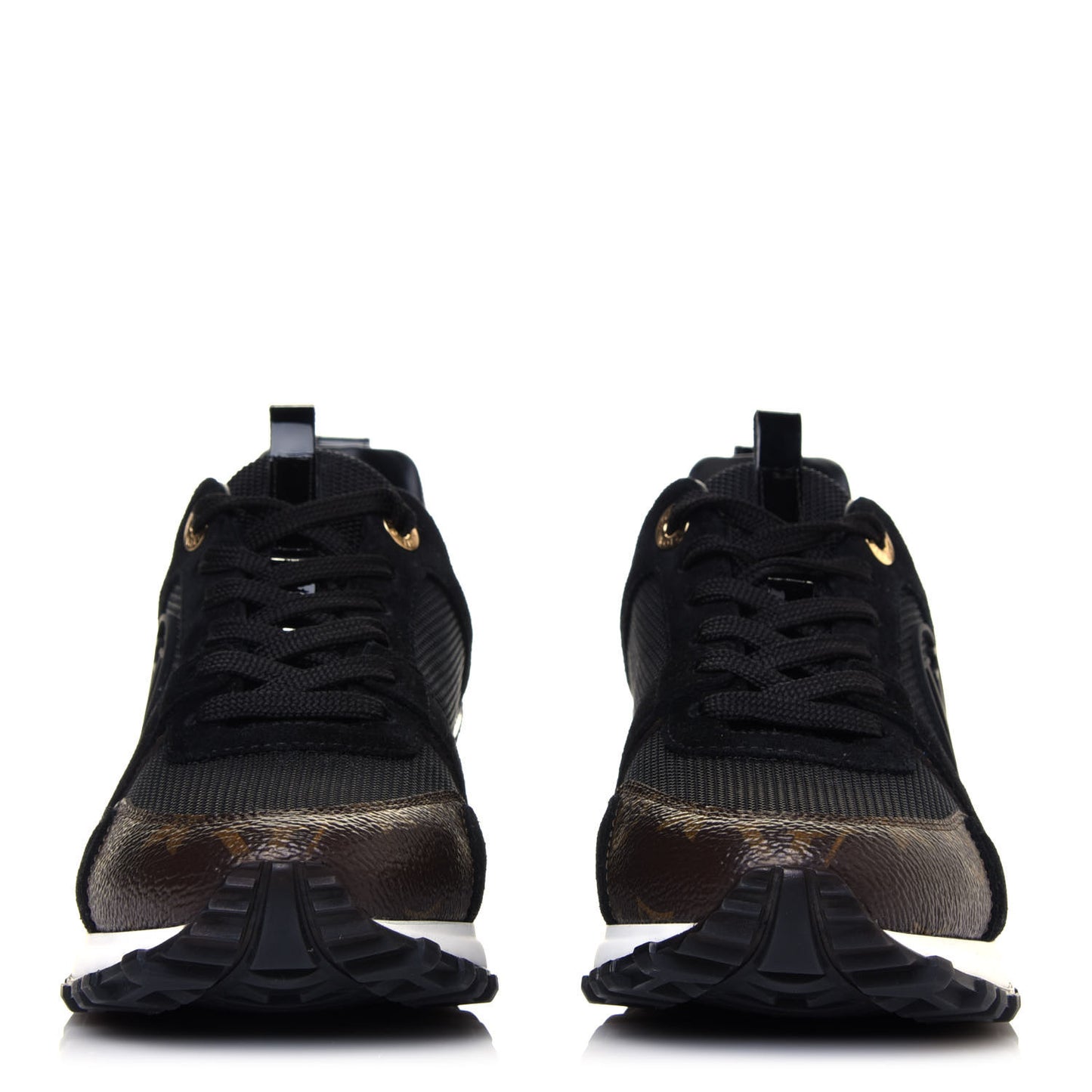 Suede Monogram Run Away Sneakers 36 Black