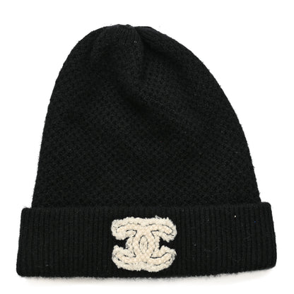 Chanel Cashmere CC Logo Beanie Hat Black 1 of 4