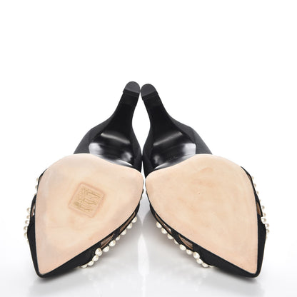 Chanel Grosgrain Pearl Pumps 39.5 Black 5 of 8