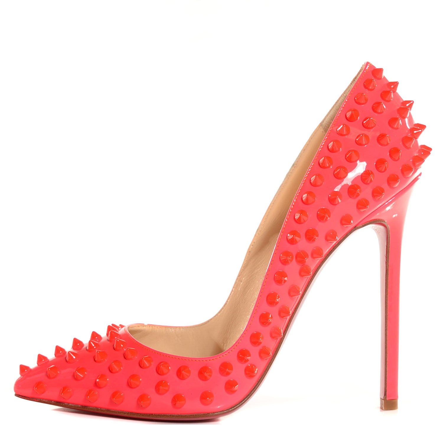 Christian Louboutin Patent Pigalle Spikes 120 Pumps 37.5 Fluo Rose Paris 1 of 7