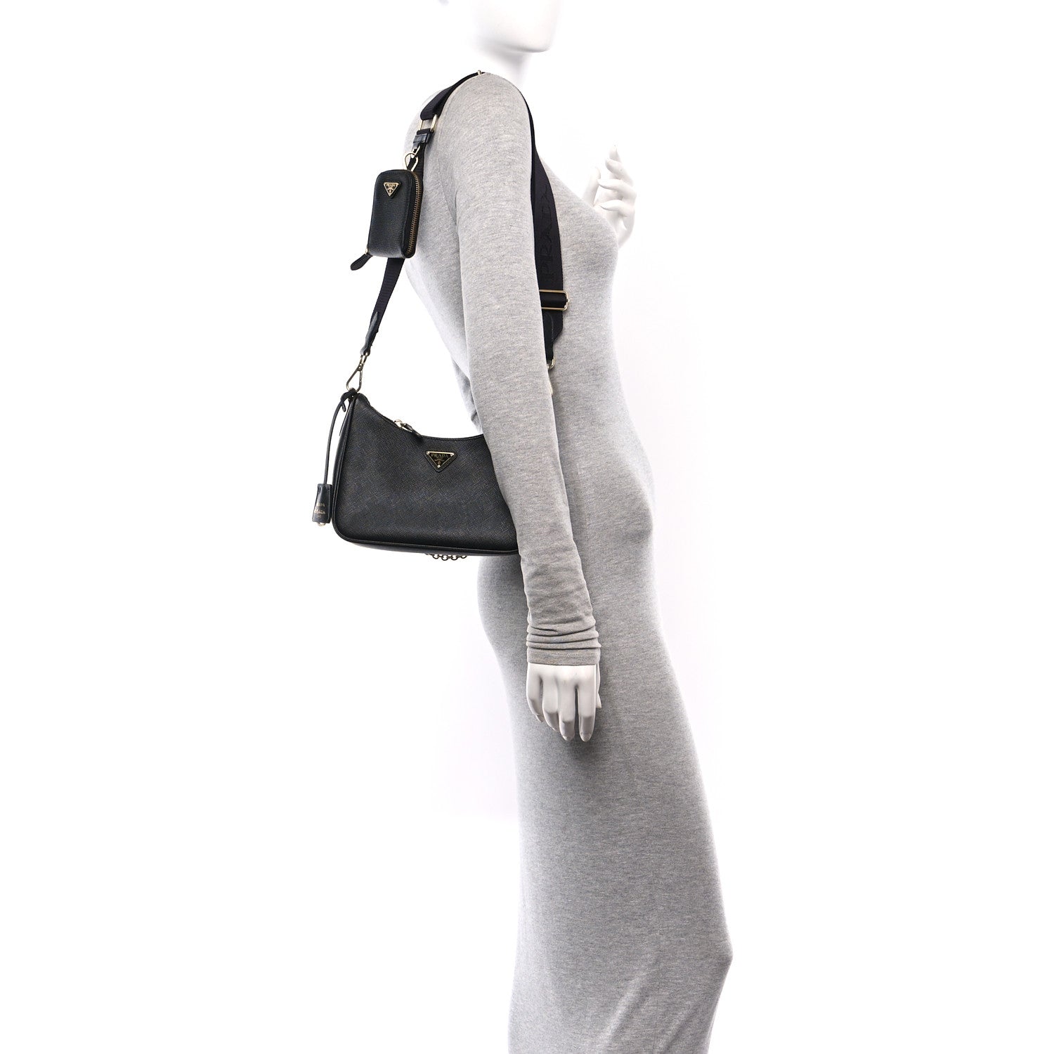 Prada Saffiano Lux Re-Edition 2005 Shoulder Bag Black 2 of 12