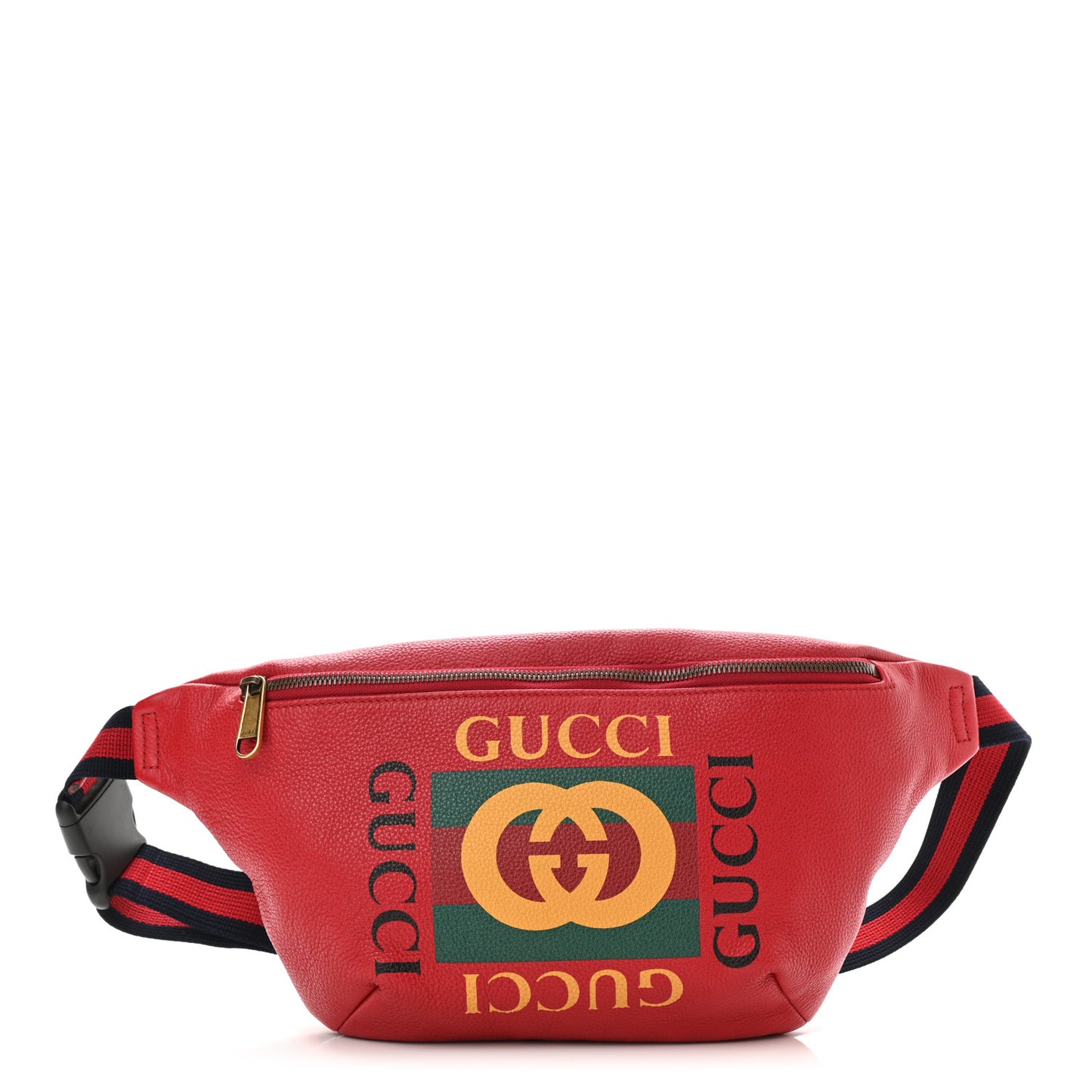 Grained Calfskin Logo Belt Bag Hibiscus Red
