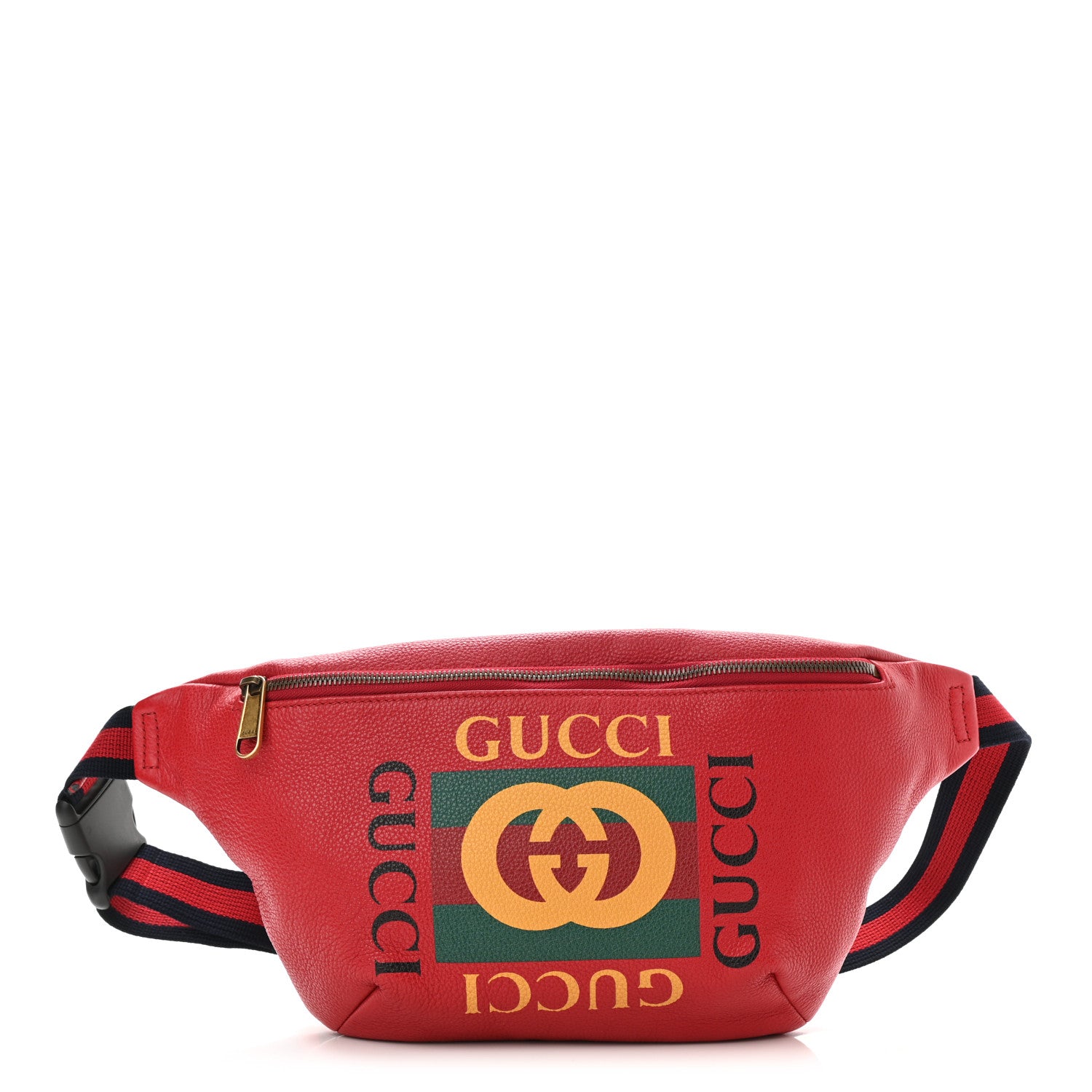Gucci Grained Calfskin Logo Belt Bag Hibiscus Red 1 of 8