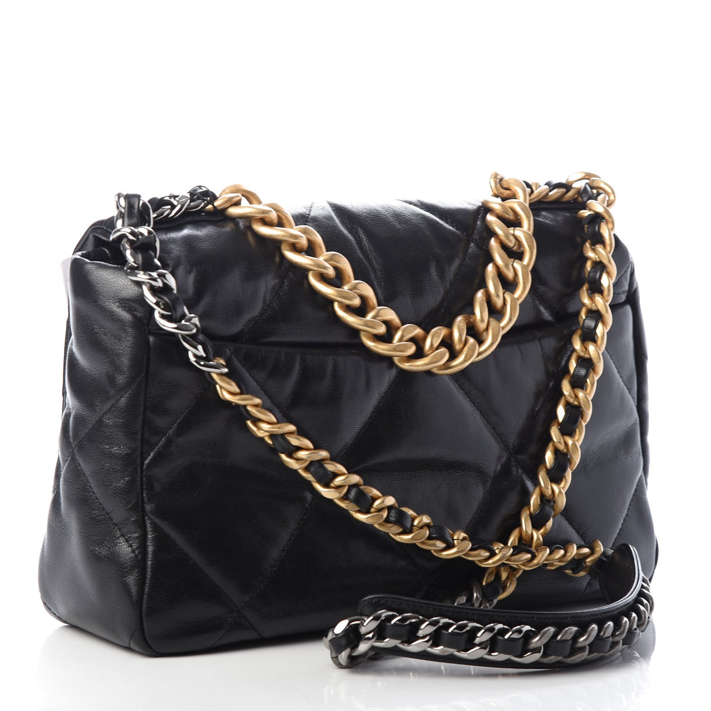 Goatskin Quilted Large 19 Flap Black