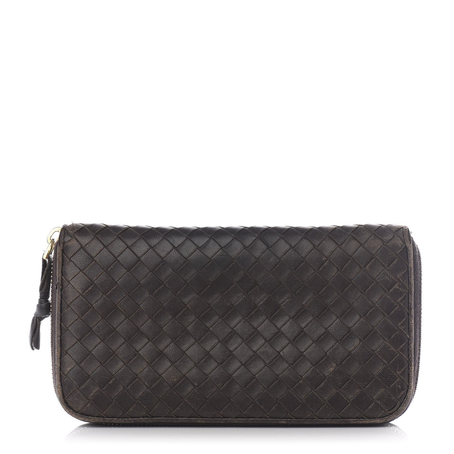 Nappa Intrecciato Zip Around Wallet Ebano