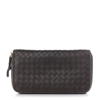 Bottega Veneta Nappa Intrecciato Zip Around Wallet Ebano 2 of 12
