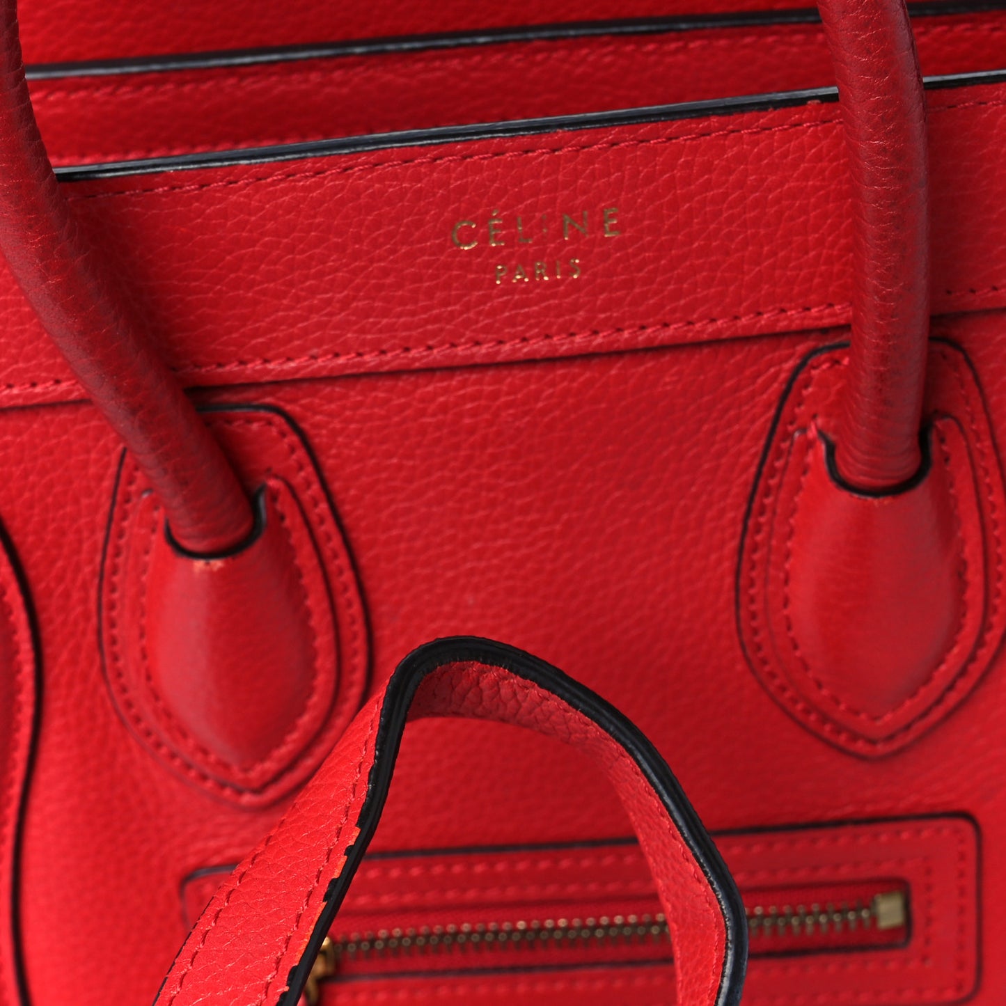 Drummed Calfskin Nano Luggage Vermillion