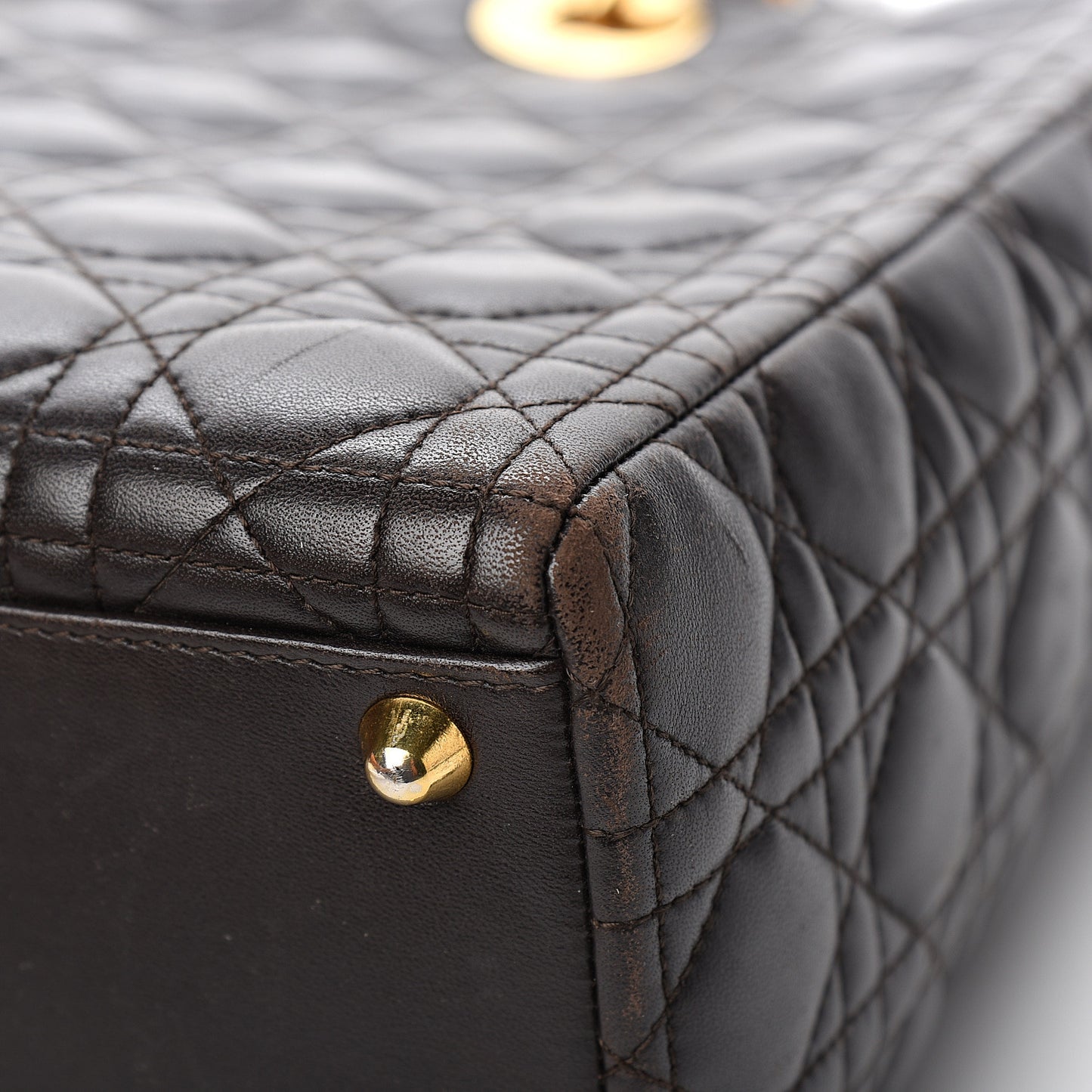 Lambskin Cannage Large Lady Dior Dark Brown