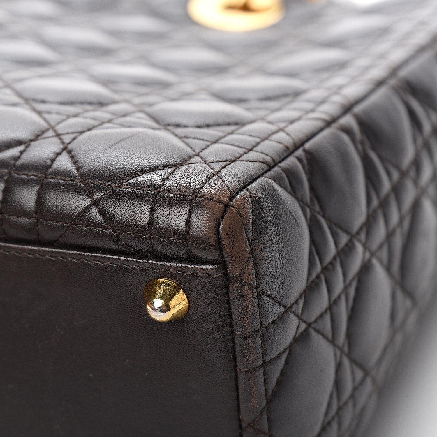 Christian Dior Lambskin Cannage Large Lady Dior Dark Brown 11 of 13