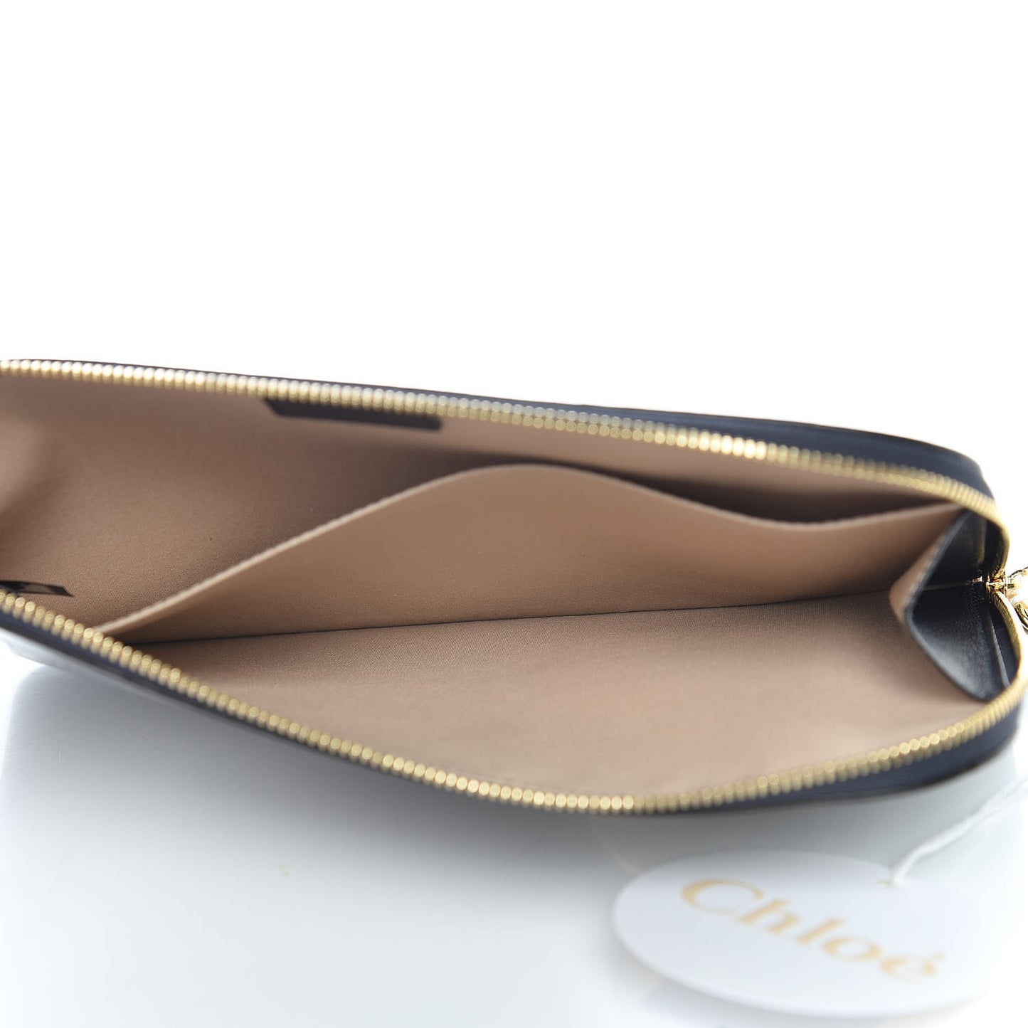 Calfskin Crocodile Embossed C Flat Pouch Full Blue