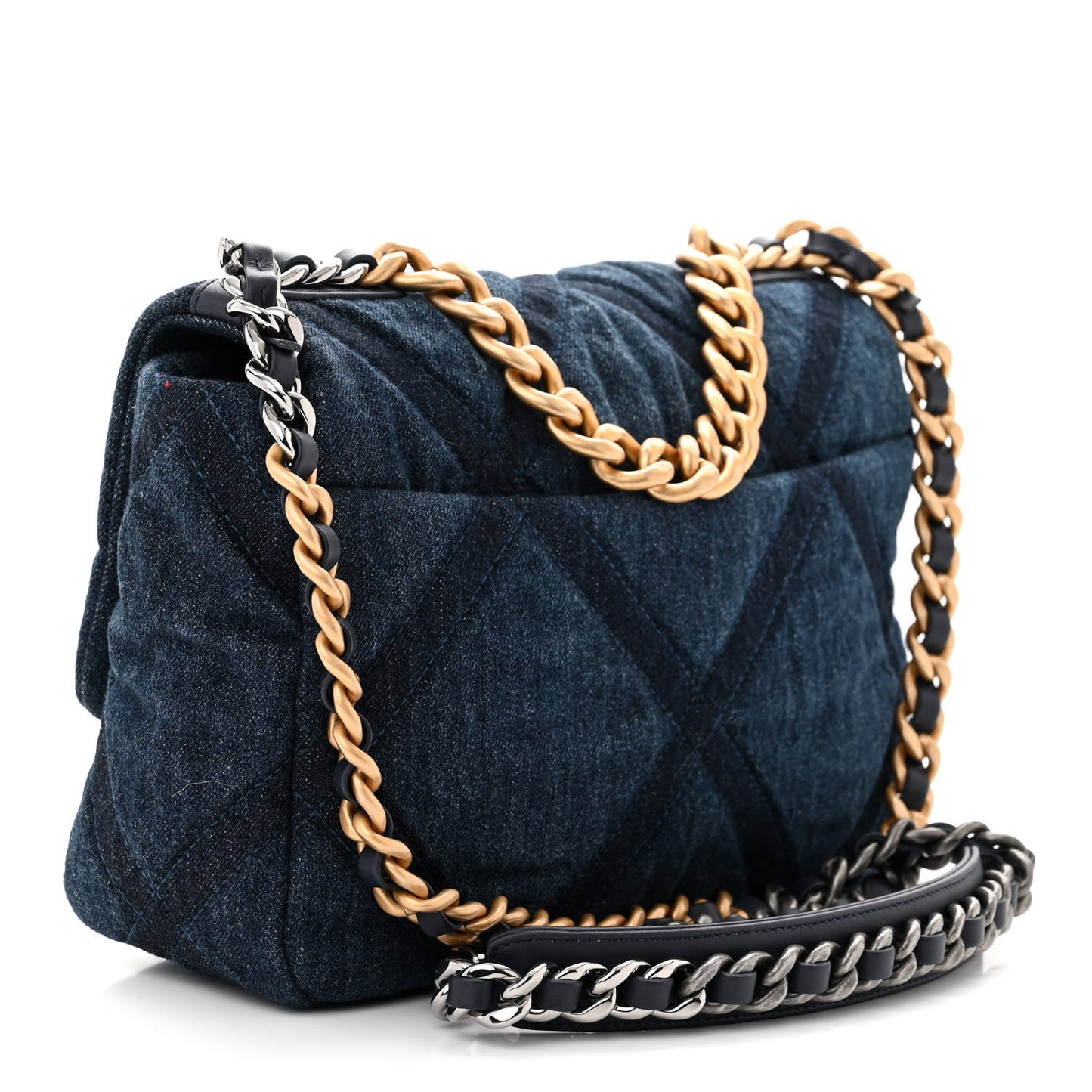 Denim Quilted Medium Chanel 19 Flap Blue