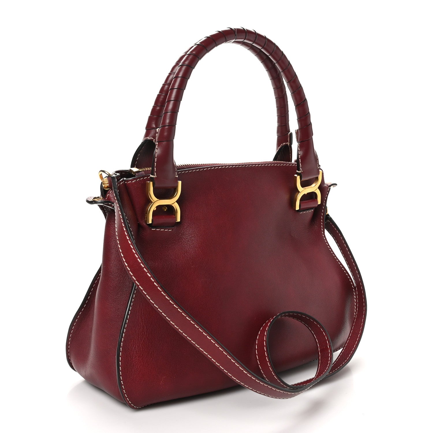 Chloe Calfskin Medium Marcie Satchel Burgundy 3 of 9