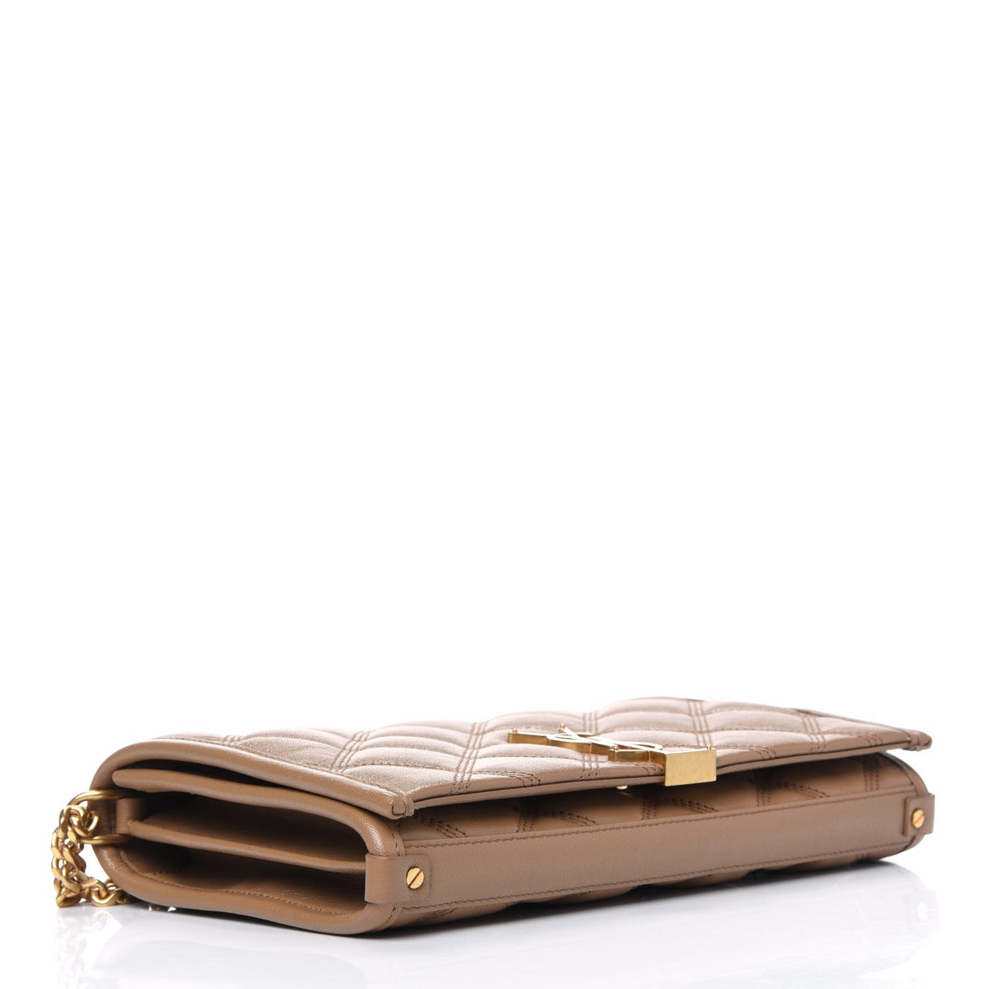 Lambskin Diamond Quilted Becky Chain Wallet Gold Sand