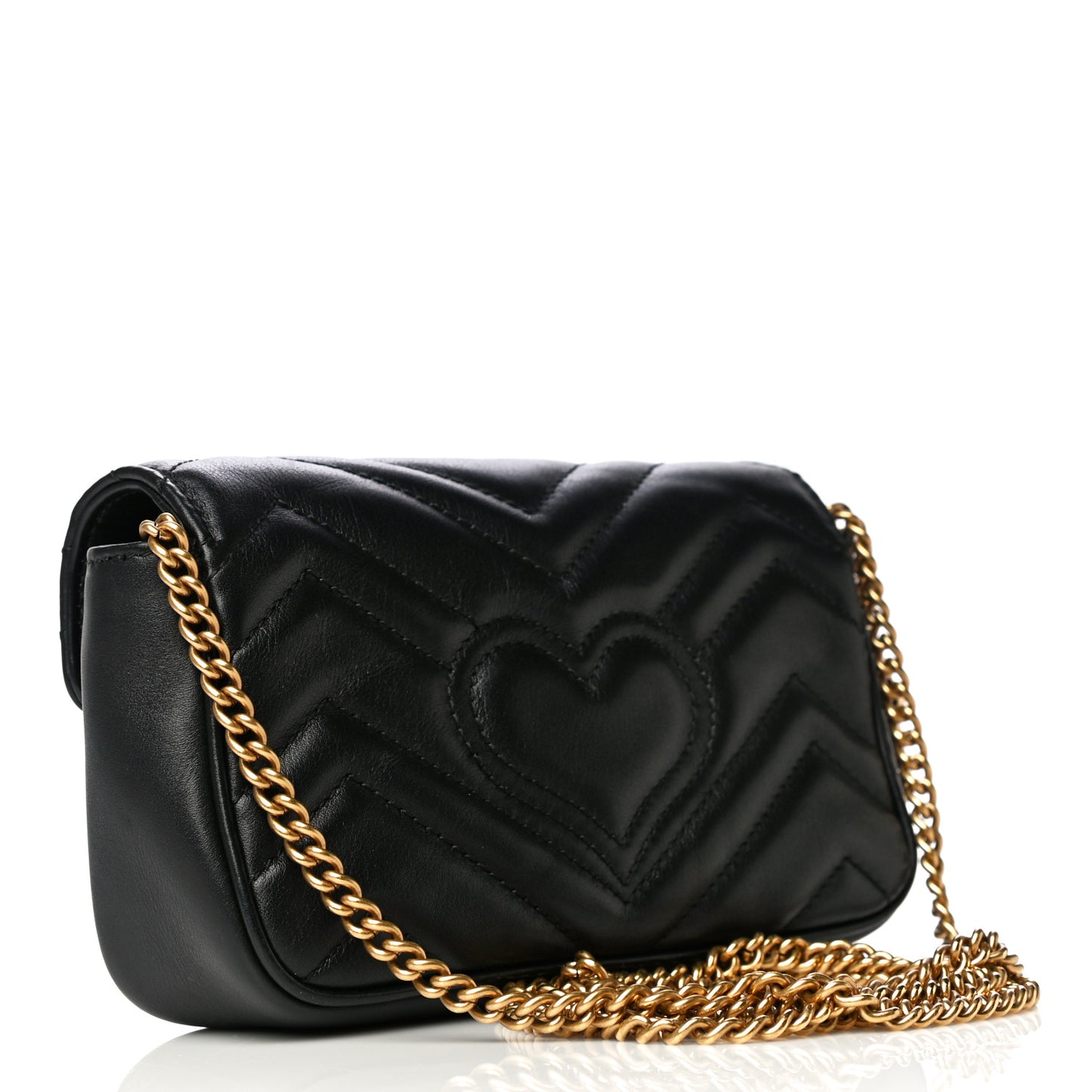 Calfskin Matelasse Super Mini GG Marmont Shoulder Bag Black